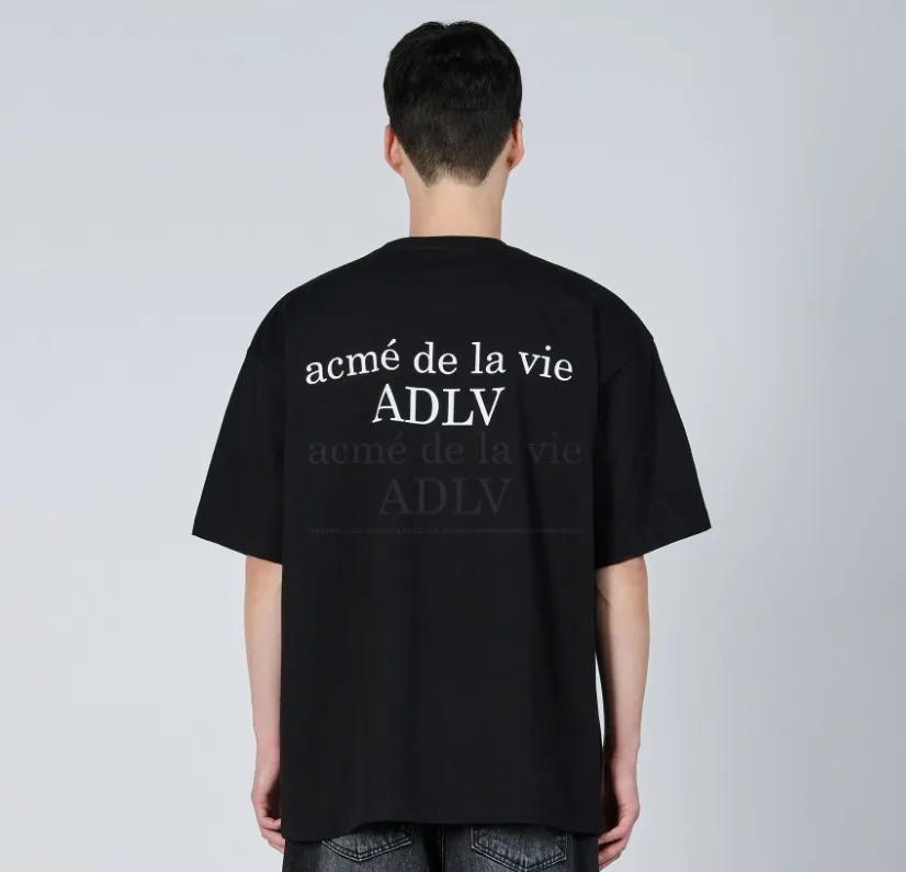 acme de la vie  |Plain Cotton Short Sleeves Oversized T-Shirts