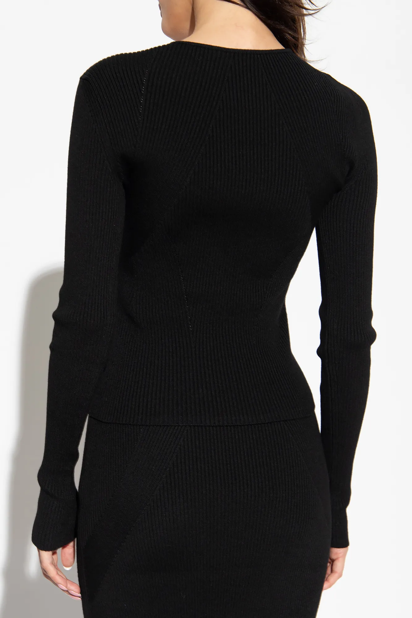 alexander mcqueen  |Casual Style Wool Rib V-Neck Long Sleeves Plain Party Style