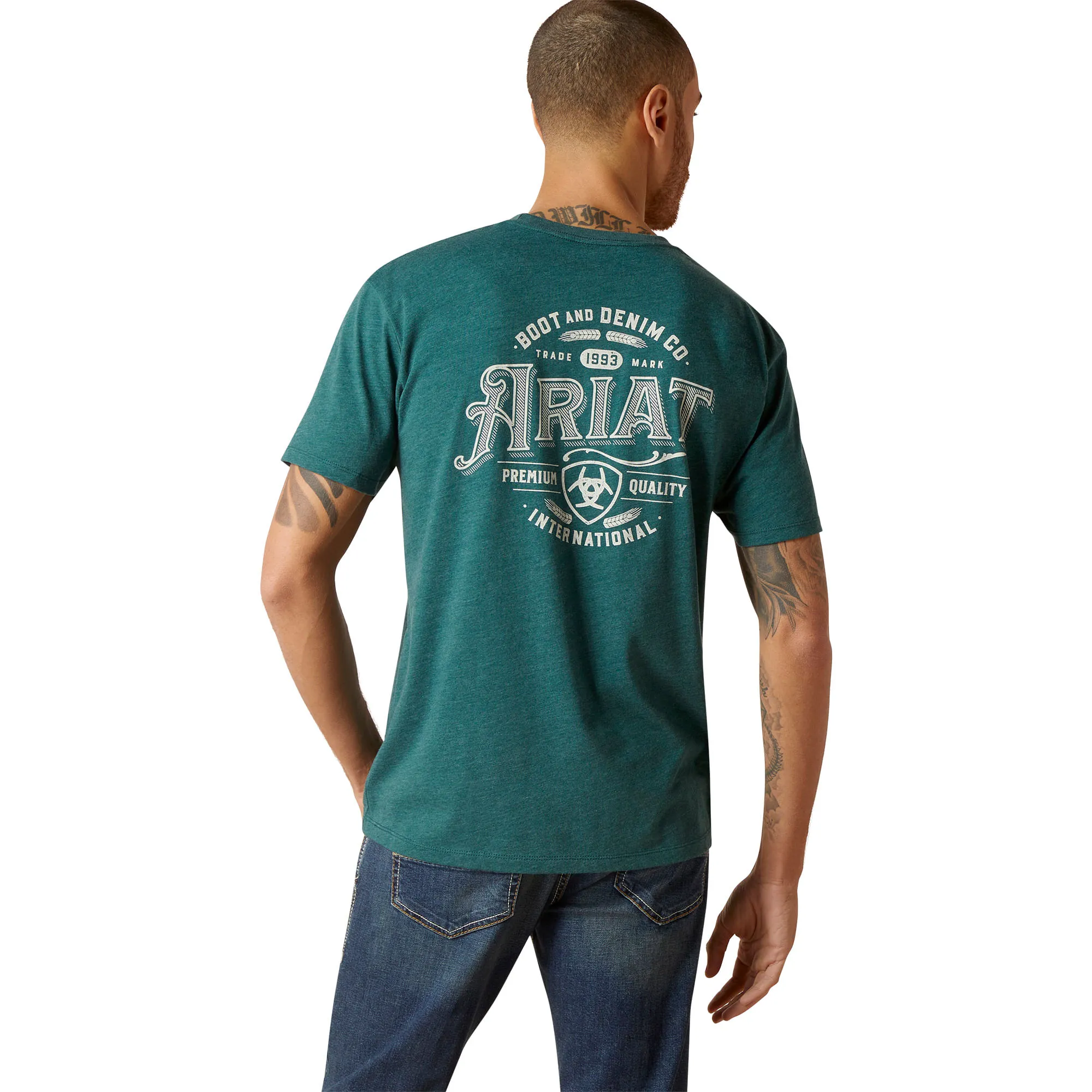 Ariat Mens  Dark Teal Western Wheat Tee