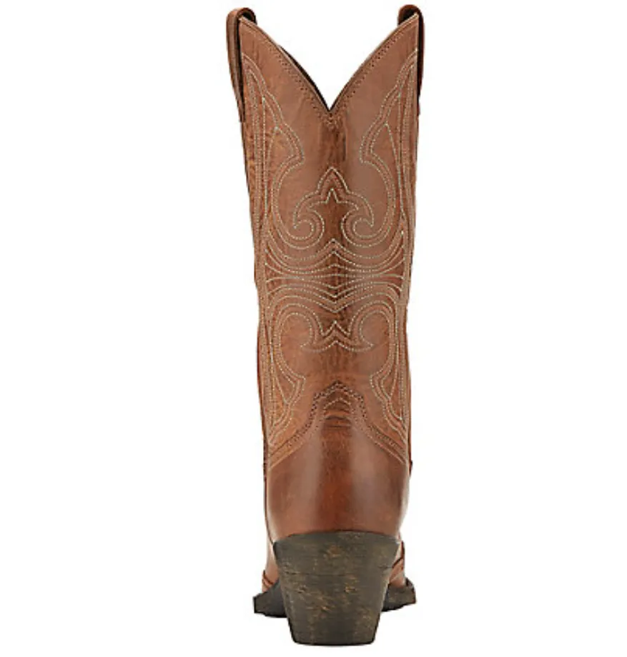 Ariat Womens Round Up Wingtip Snip Toe Western Boots- Sandstorm Tan Distressed Leather