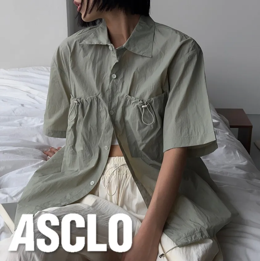 ASCLO  |Unisex Nylon Street Style Plain Short Sleeves Oversized