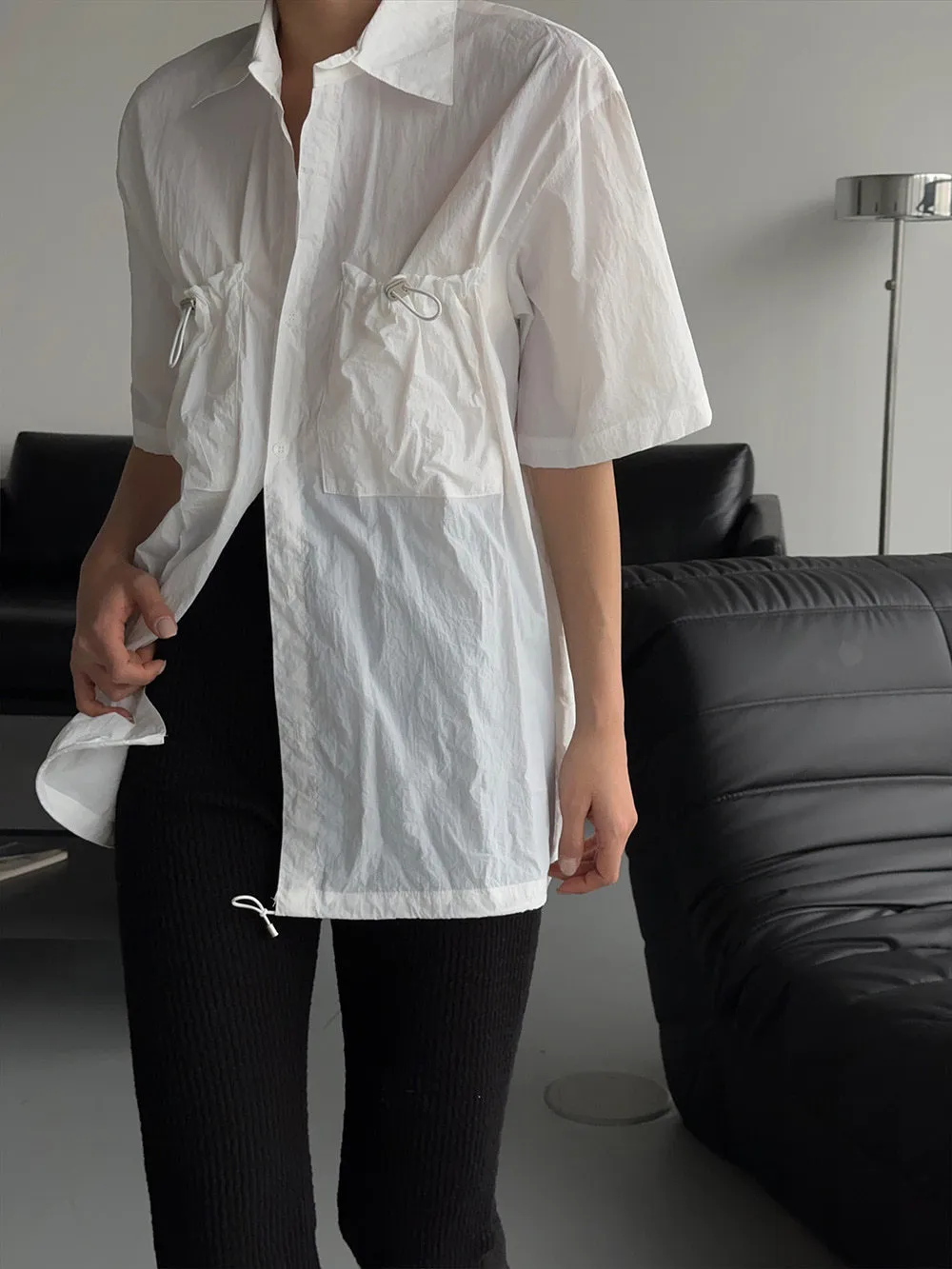 ASCLO  |Unisex Nylon Street Style Plain Short Sleeves Oversized