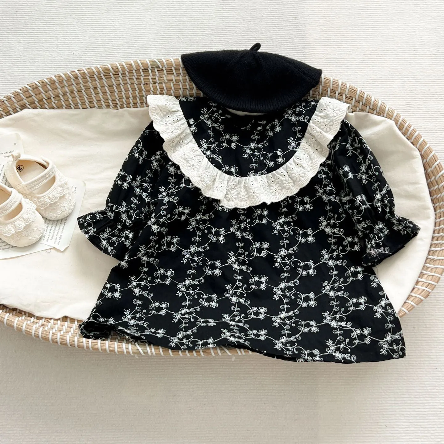 Baby Kid Girls Flower Print Dresses Wholesale 240301143