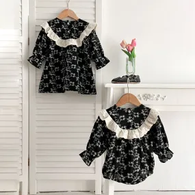 Baby Kid Girls Flower Print Dresses Wholesale 240301143