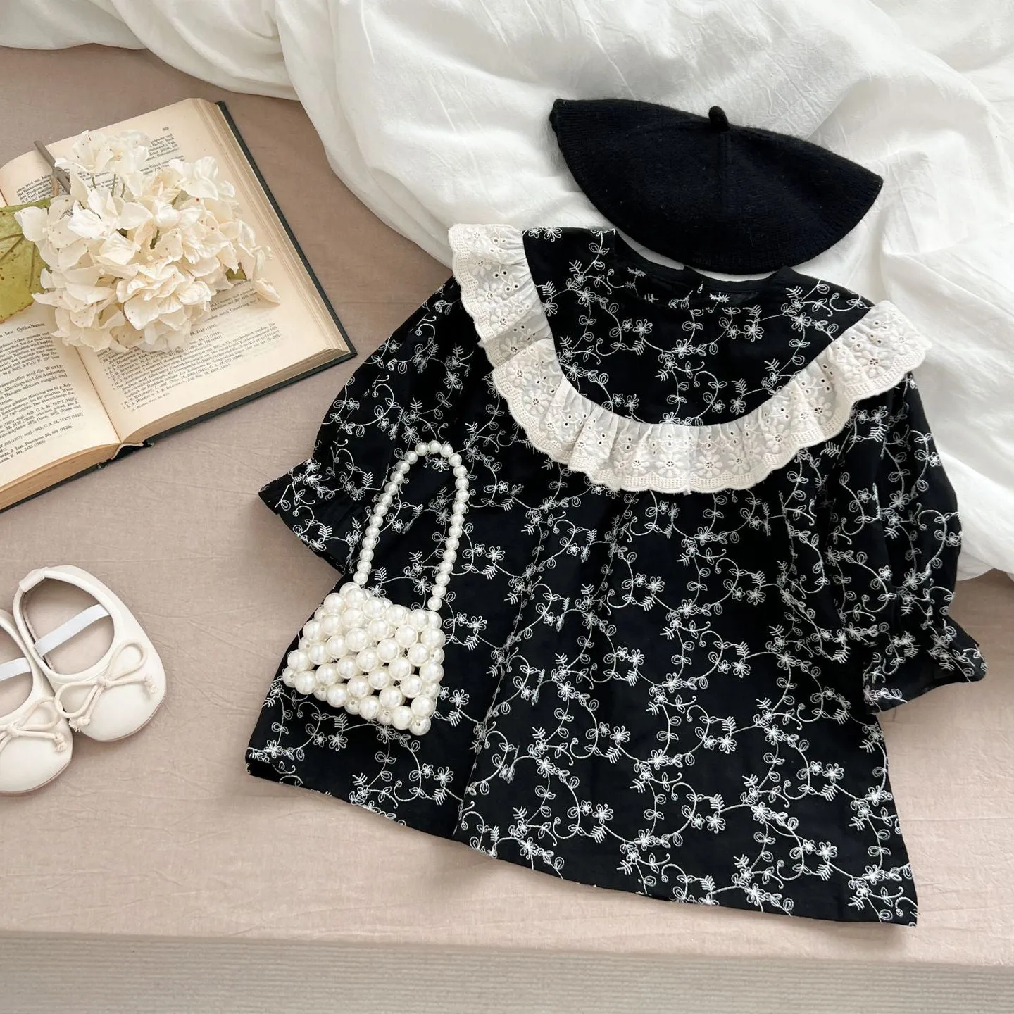 Baby Kid Girls Flower Print Dresses Wholesale 240301143