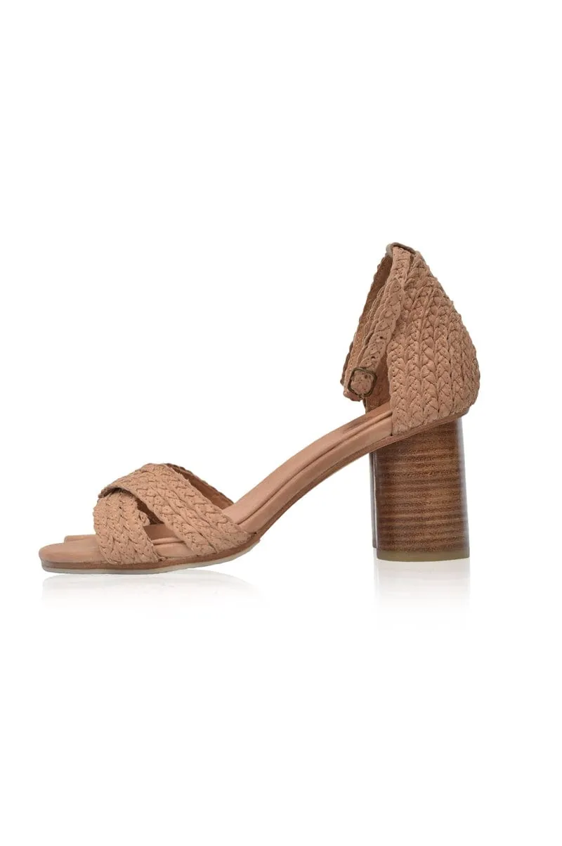 Bahamas Block Heel Sandals in Vintage Beige