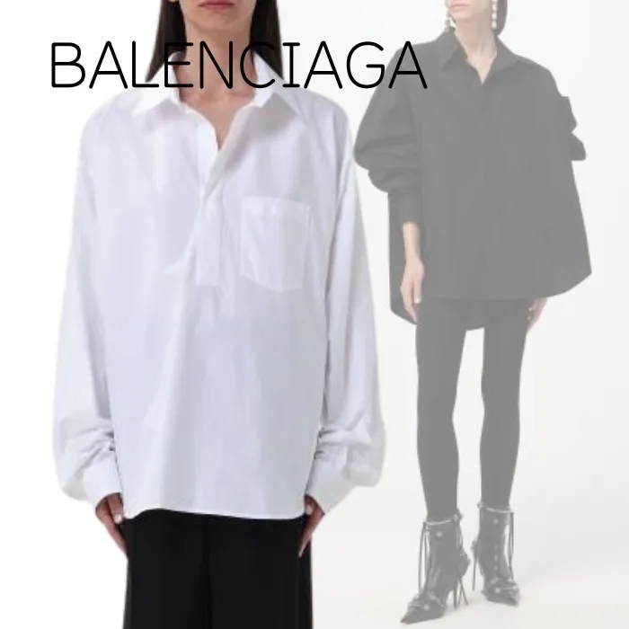 BALENCIAGA  |Casual Style Unisex Street Style Long Sleeves Plain Cotton