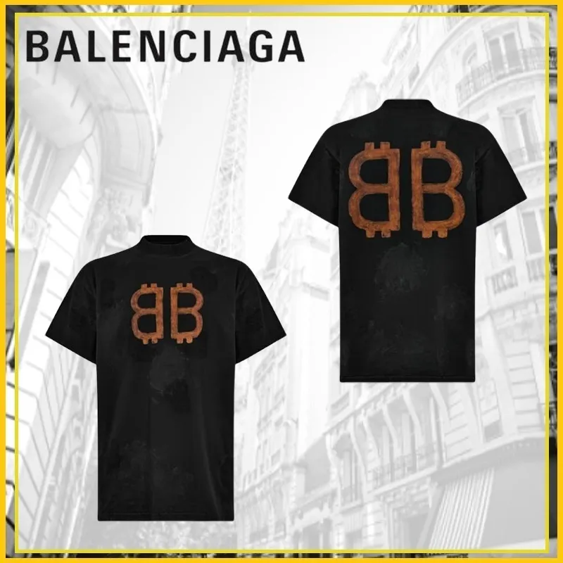 BALENCIAGA  |Crew Neck Unisex Street Style Cotton Short Sleeves Oversized