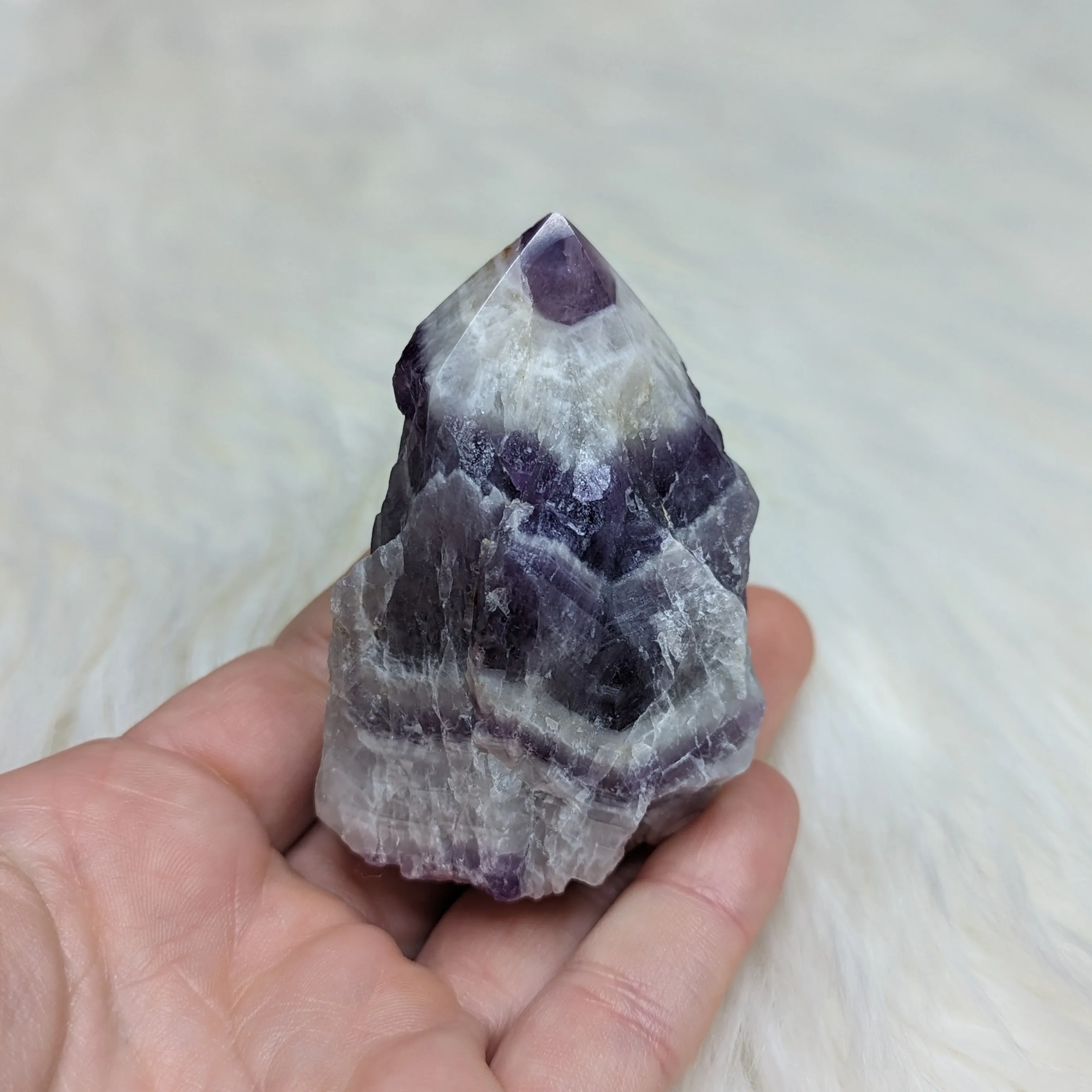 Beautifully Banded Chevron Amethyst Polished Point #2