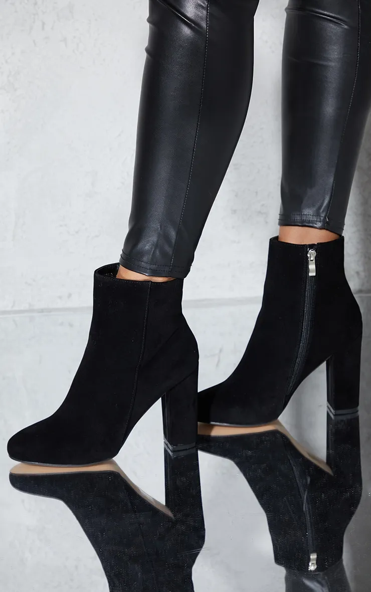 Behati Black Faux Suede Ankle Boots