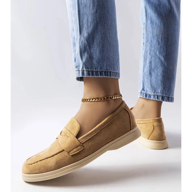 Beige eco-suede moccasins from Ferragus