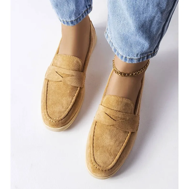 Beige eco-suede moccasins from Ferragus