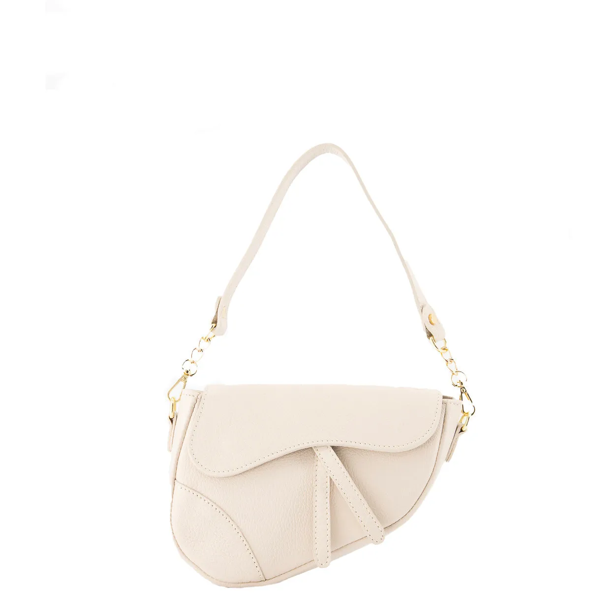 Beige Leren Saddle - Tas