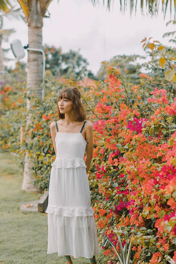 BIRKIN DOTTY MAXI DRESS (WHITE)