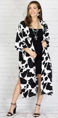 Black & White Cow Print kimono duster