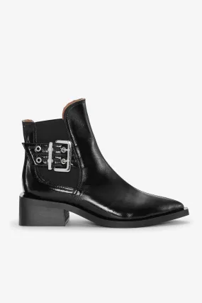 Black Chunky Buckle Chelsea Boots