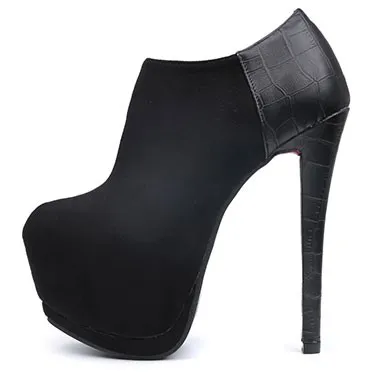 Black Suede Platforms Stiletto High Heels Ankle Boots Shoes