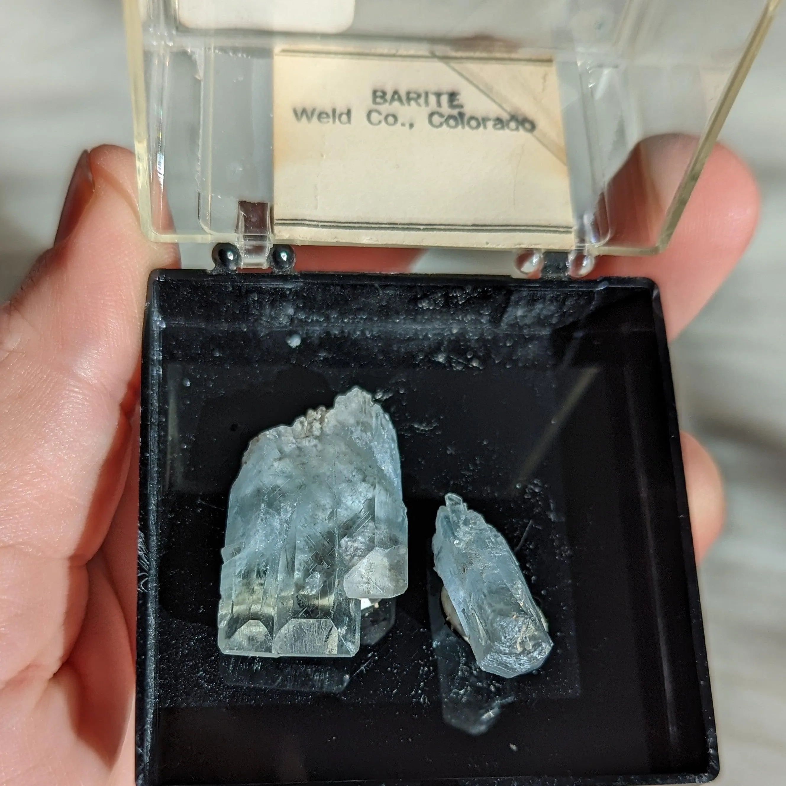 Blue Barite From Colorado in Collectors Box ~