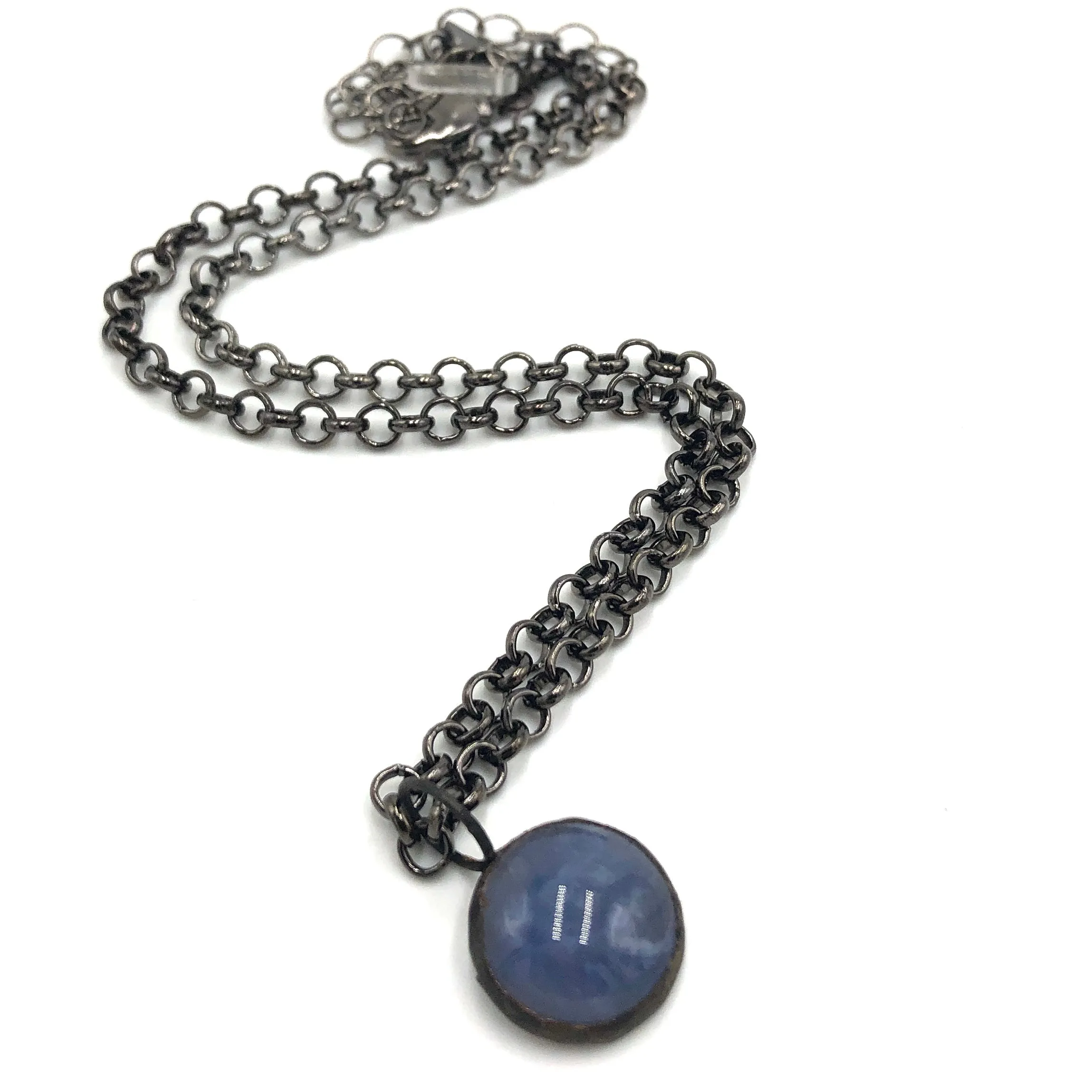 Blue Gemz Disc Layering Necklace - 18mm pendant