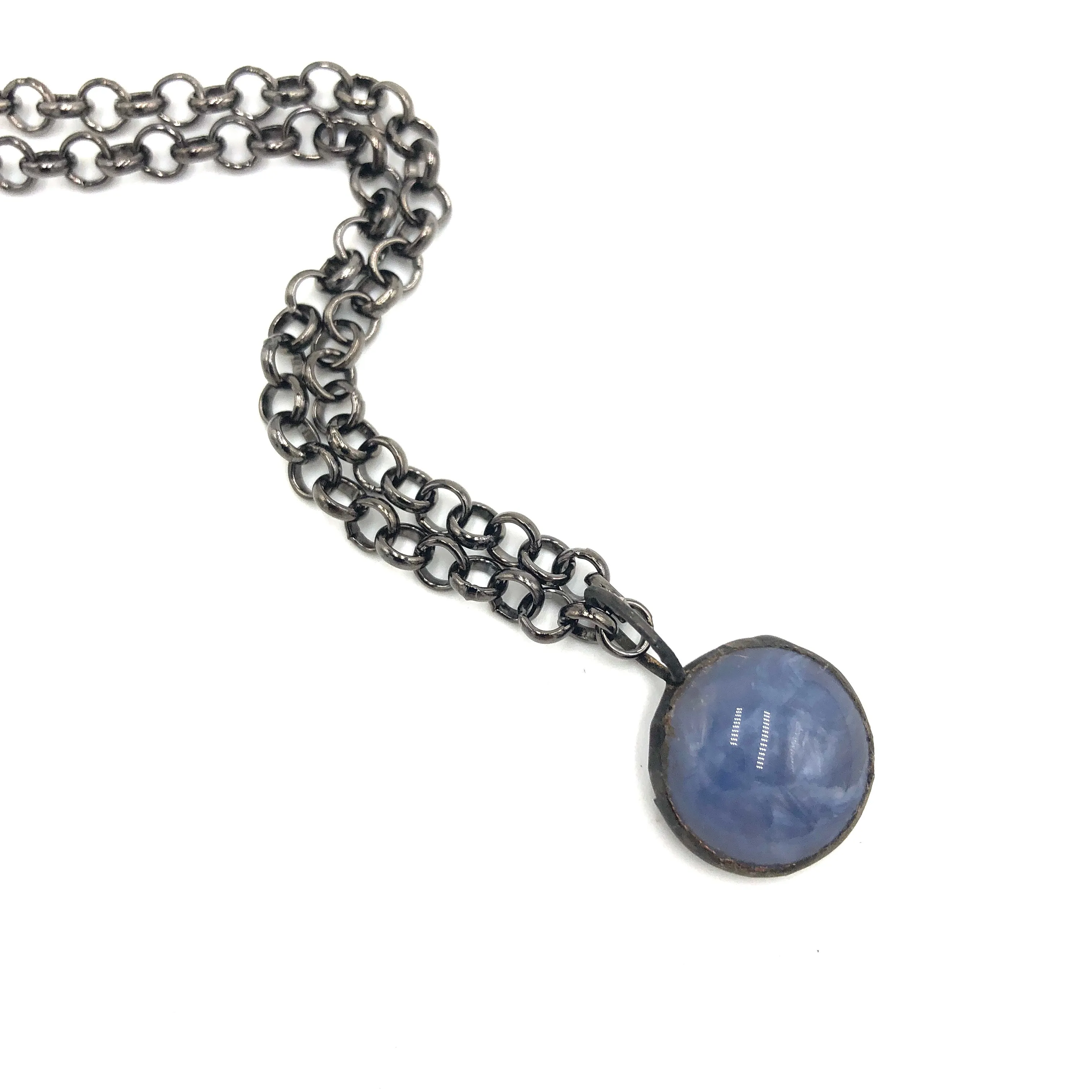 Blue Gemz Disc Layering Necklace - 18mm pendant