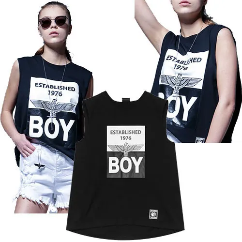 BOY LONDON  |Studded Street Style U-Neck Plain Cotton Long Oversized Logo