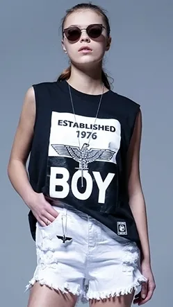 BOY LONDON  |Studded Street Style U-Neck Plain Cotton Long Oversized Logo