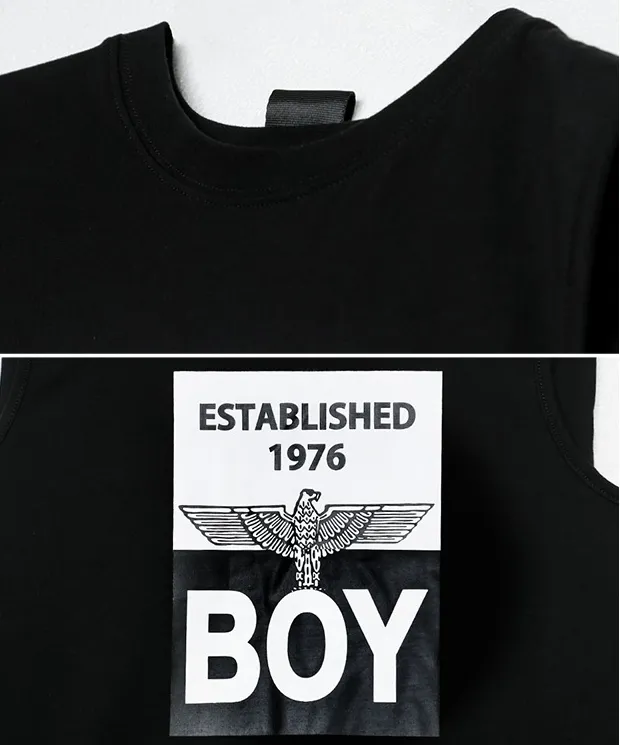 BOY LONDON  |Studded Street Style U-Neck Plain Cotton Long Oversized Logo