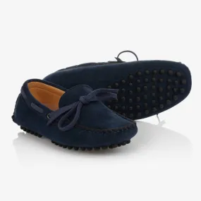 Boys Blue Faux Suede Moccasins