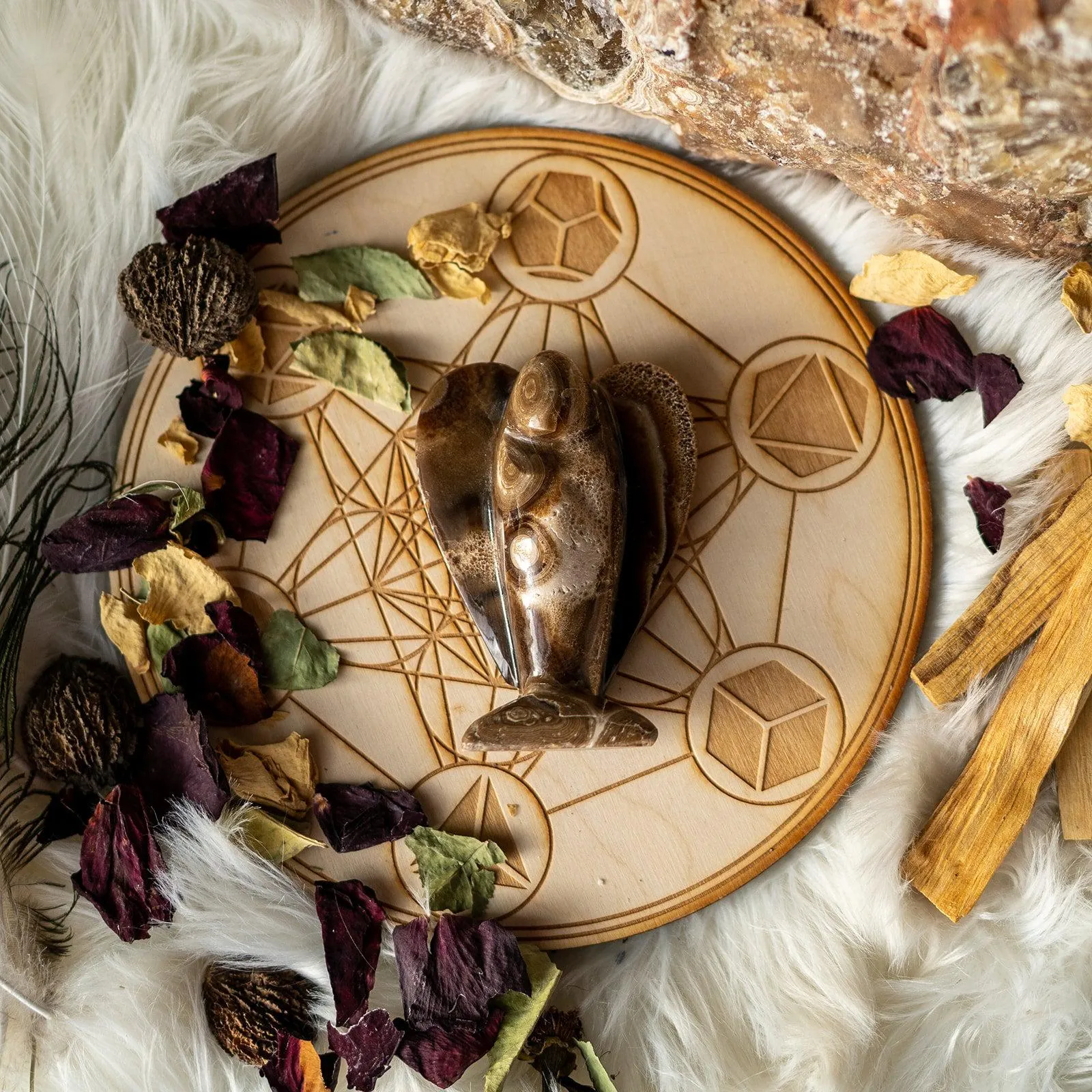 Brown Aragonite Angel Carving ~ Earthy Healing Energy