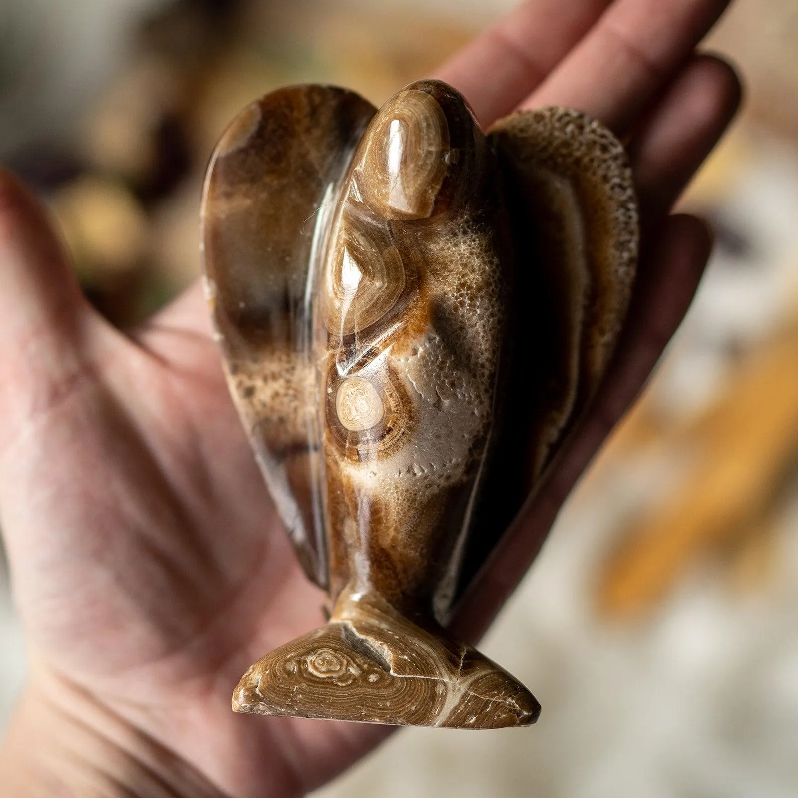 Brown Aragonite Angel Carving ~ Earthy Healing Energy