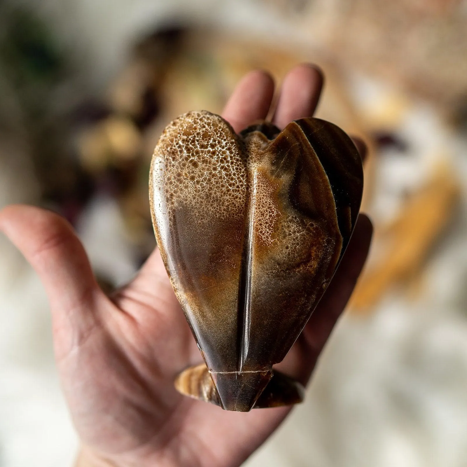 Brown Aragonite Angel Carving ~ Earthy Healing Energy