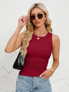 Burgundy Cami Top Jewel Neck Summer Women's Layering Tops