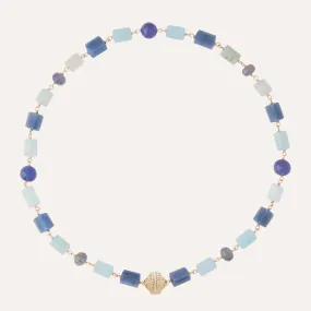 Caspian Dumortierite, Aquamarine & Tanzanite Necklace