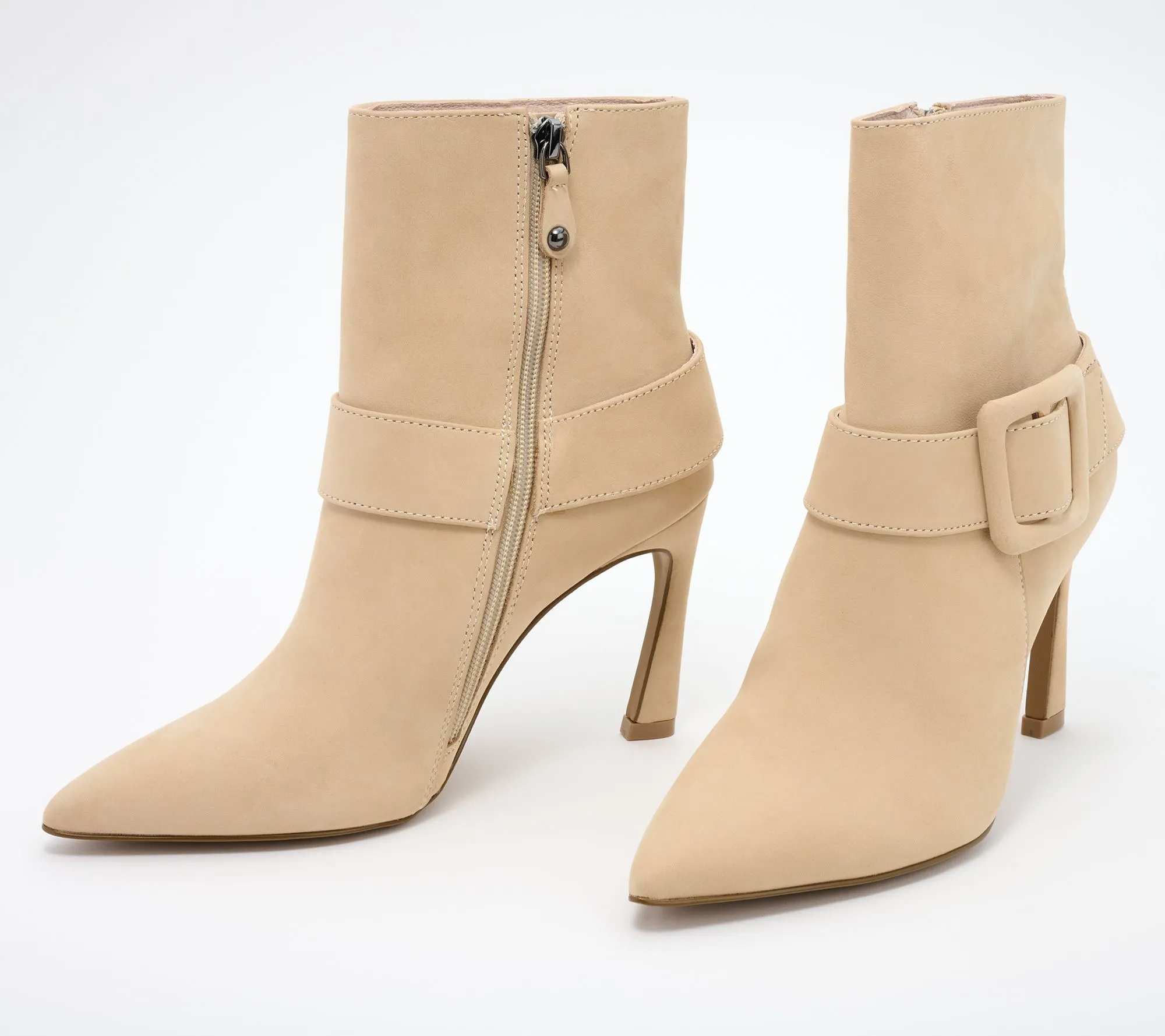 Cecelia New York Leather Buckle Heeled Booties - Pillar