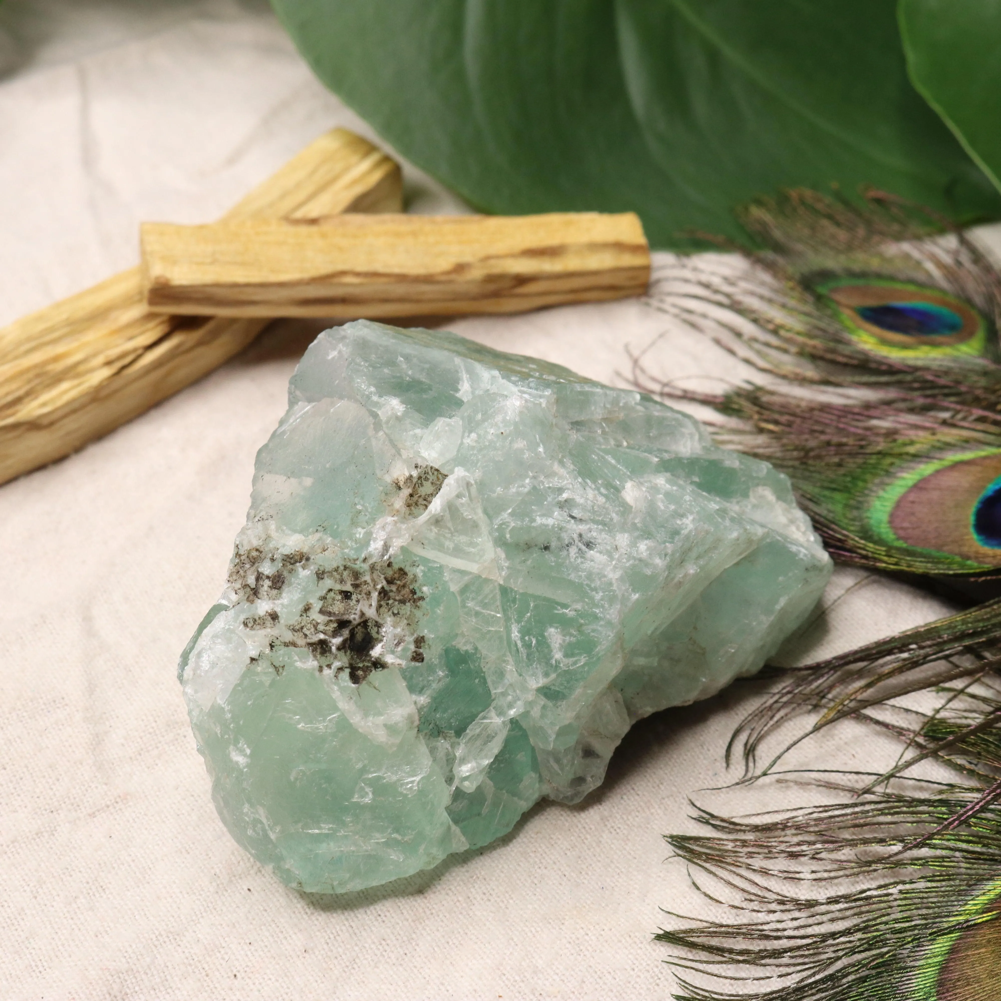 Chunky Top Grade Rough Rainbow Green Fluorite Specimen from Mexico