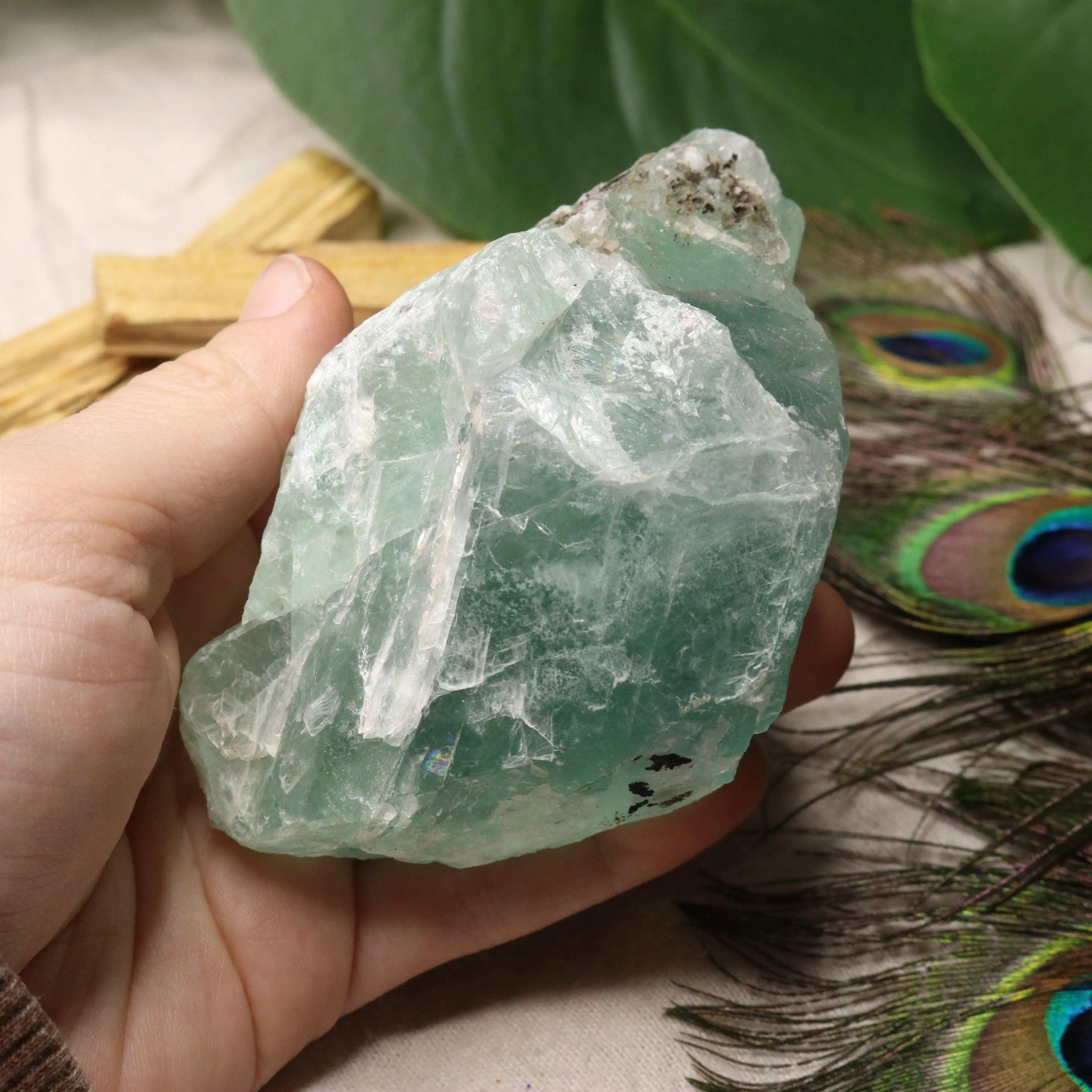 Chunky Top Grade Rough Rainbow Green Fluorite Specimen from Mexico