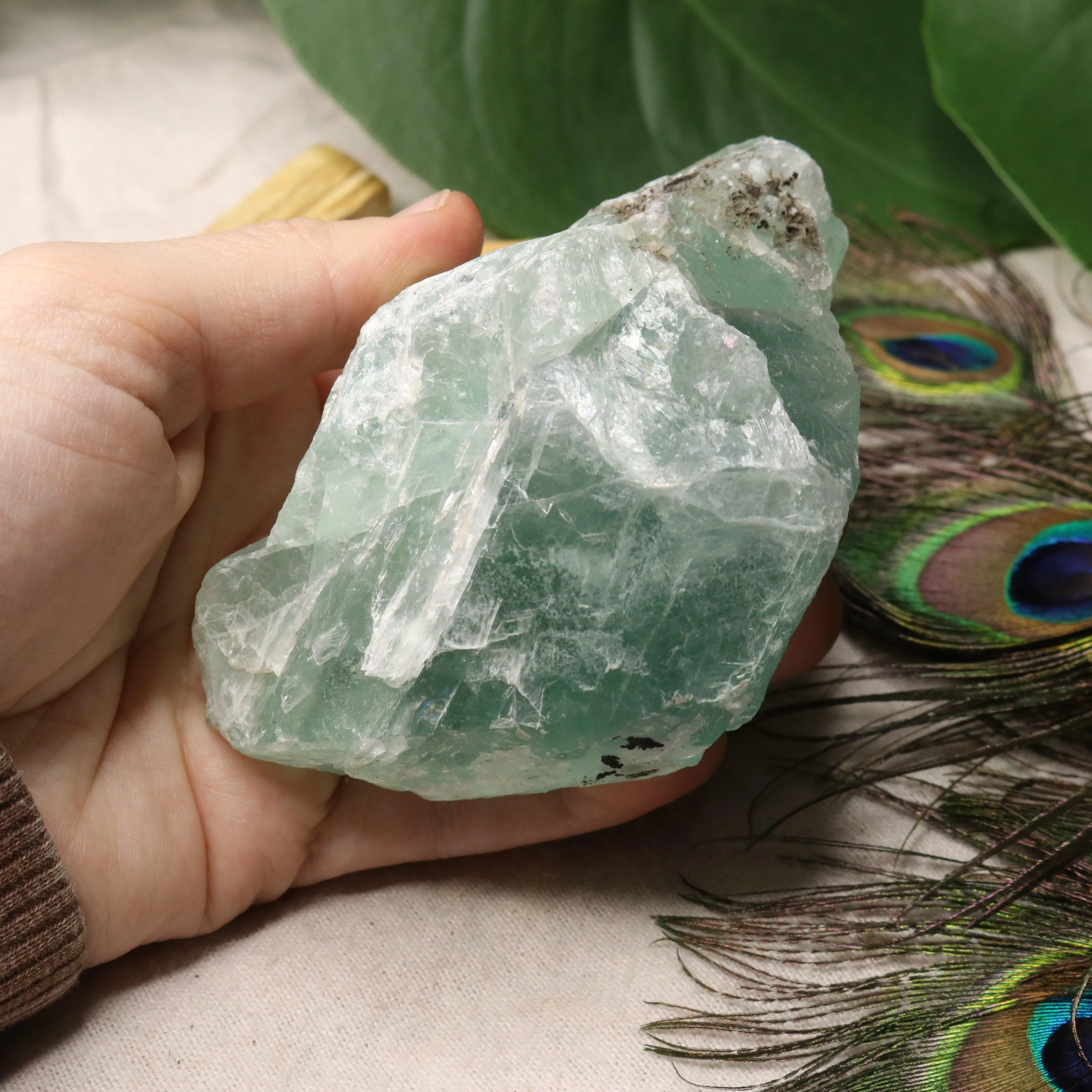 Chunky Top Grade Rough Rainbow Green Fluorite Specimen from Mexico