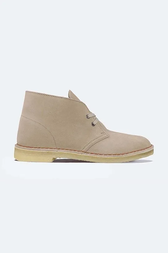 Clarks suede ankle boots Desert Boot women's beige color