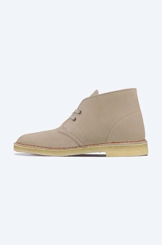 Clarks suede ankle boots Desert Boot women's beige color