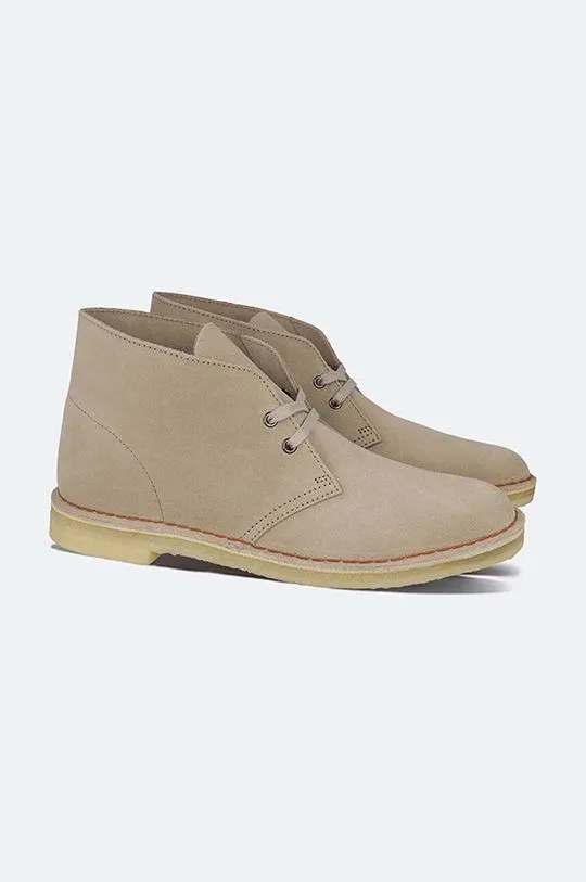 Clarks suede ankle boots Desert Boot women's beige color