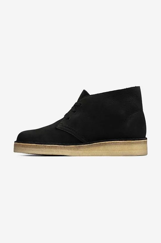 Clarks suede ankle boots Desert Coal women's black color 26163249