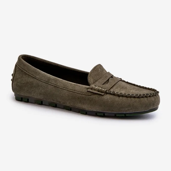 Classic Women's Suede Moccasins Dark Green Glimris