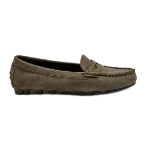 Classic Women's Suede Moccasins Dark Green Glimris