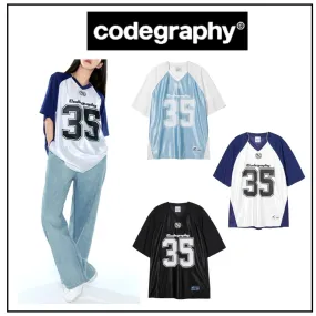 Code graphy  |Unisex Street Style Short Sleeves Oversized Logo T-Shirts