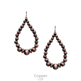 *Copper Navajo Pearl Beaded Teardrop Outline Earrings