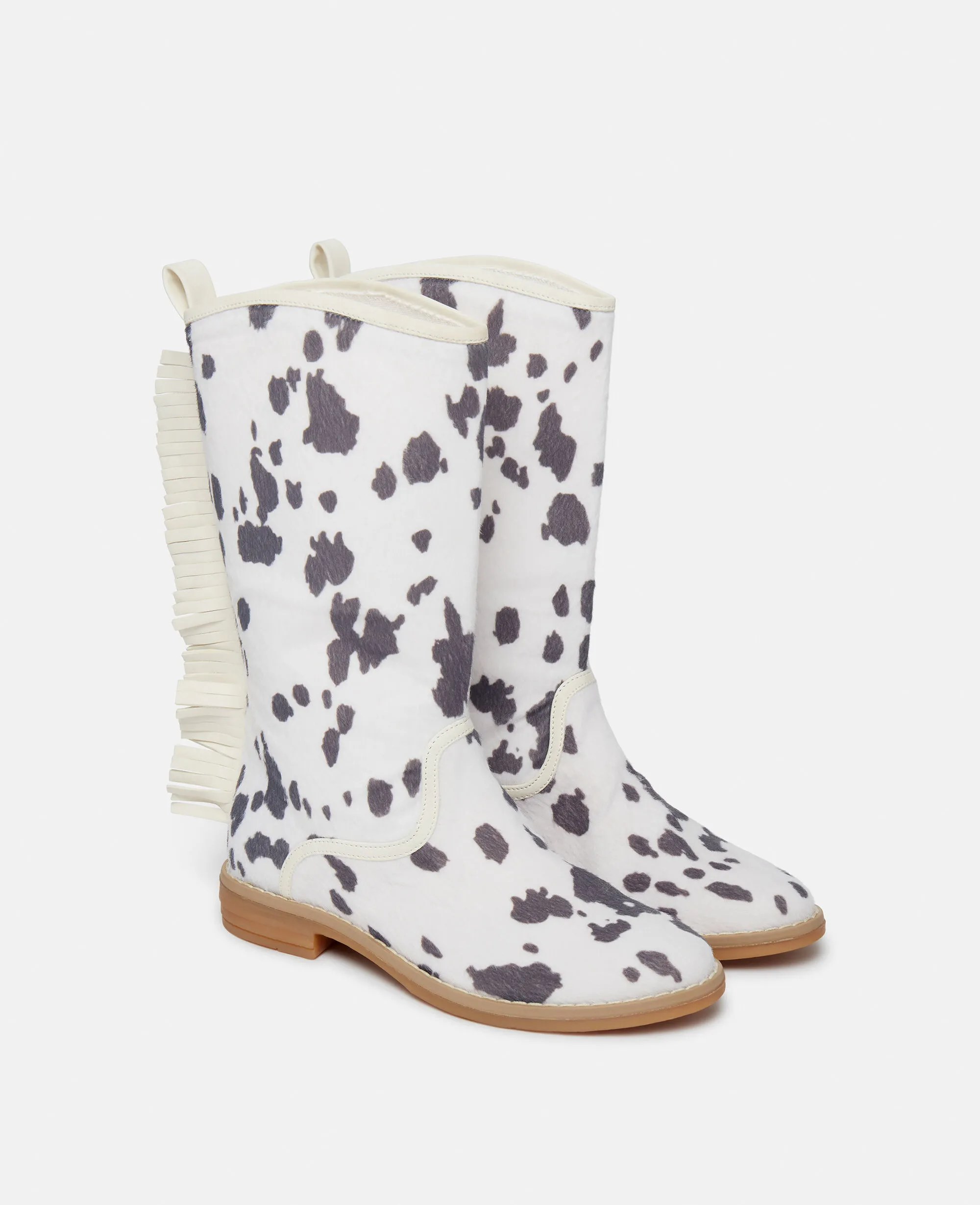 Cow Pattern Fringed Western Boots