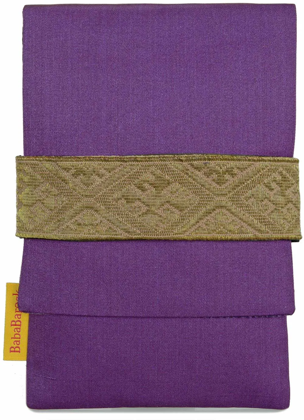 Deep Purple foldover pouch with antique ecclesiastical braid. Large-format size.