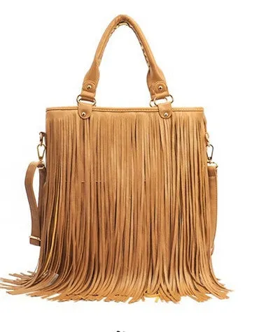 Designer Handbags Street Western Punk Tassel Fringe Tote Bags PU Leather Shoulder Casual Bag bolsos mujer