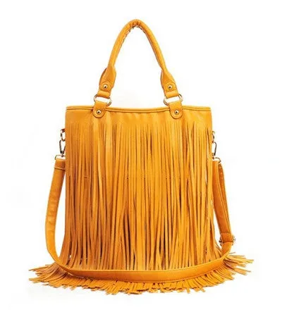 Designer Handbags Street Western Punk Tassel Fringe Tote Bags PU Leather Shoulder Casual Bag bolsos mujer