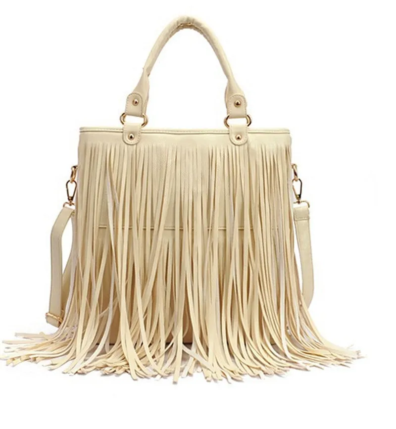 Designer Handbags Street Western Punk Tassel Fringe Tote Bags PU Leather Shoulder Casual Bag bolsos mujer